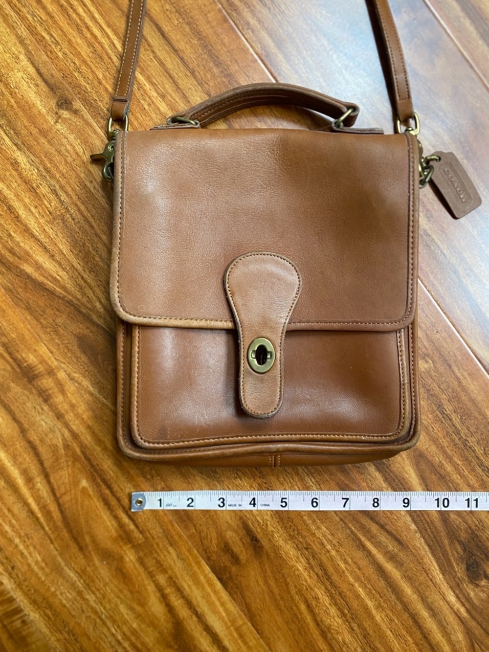 Vintage Coach Cognac Leather Station Bag With Removable Strap Classic Minimalist - Picture 15 of 16
